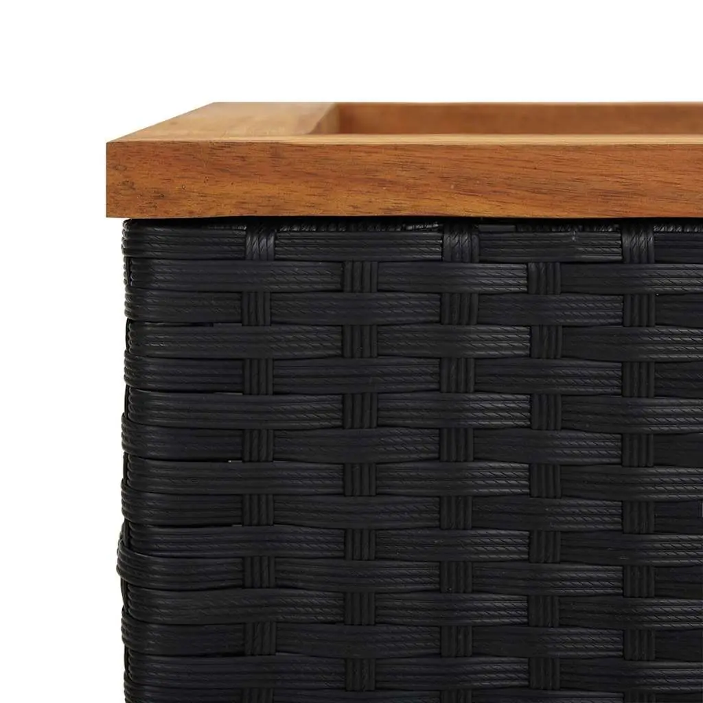 Planter Black Poly Rattan Raised Garden Bed 40x40x80 cm