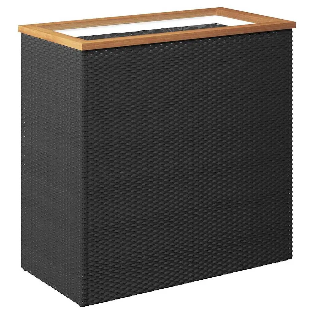 Poly Rattan Planter Black 80x40x80 cm Garden Raised Bed Outdoor Flower Pot Box
