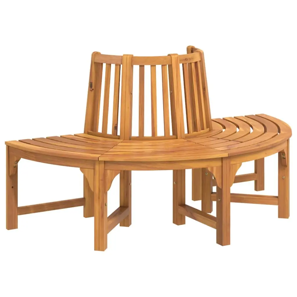 Half Round Tree Bench Outdoor Seating Ø160cm Solid Eucalyptus Wood Brown