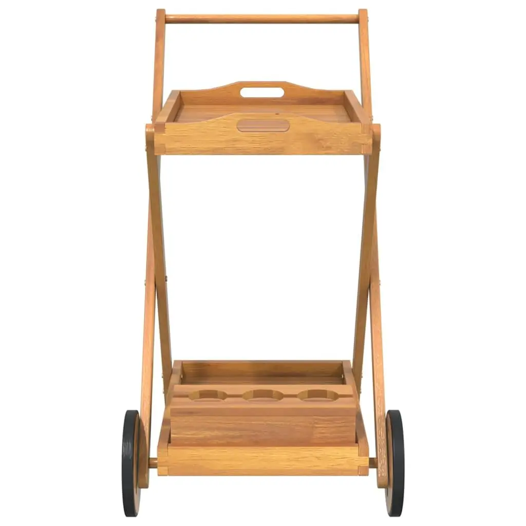 Tea Trolley 54x87x90cm 2-Tier Kitchen Dining Cart Brown Solid Wood Acacia Wheels