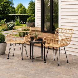 Outdoor Garden Chairs 2 pcs with Armrest Backrest Patio Seating Brown