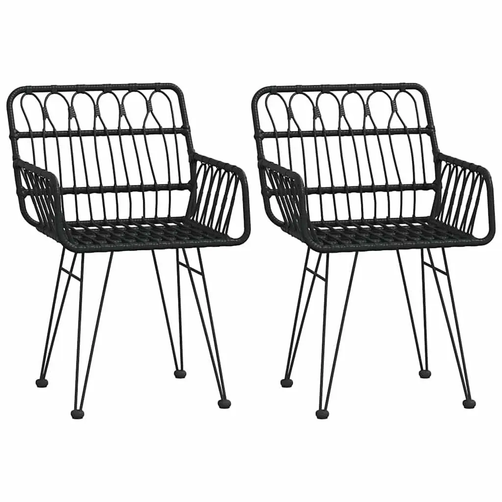 Garden Chairs Black Armrest Backrest 2 Pcs Outdoor Patio Seating Furniture Set