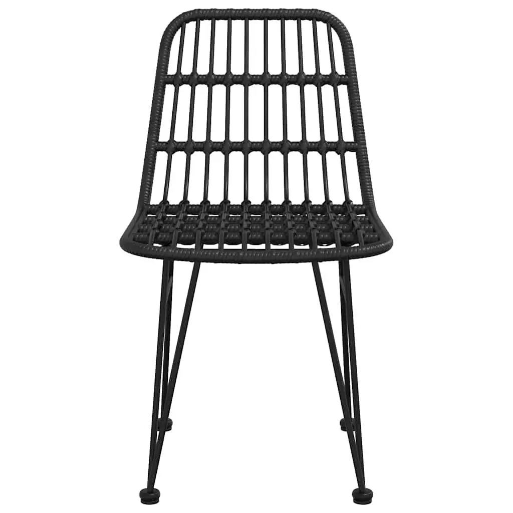 Outdoor Garden Chairs Black PE Rattan Steel Frame 2 Piece
