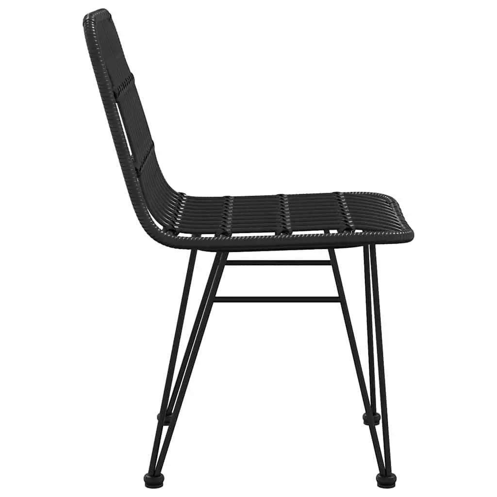 Outdoor Garden Chairs Black PE Rattan Steel Frame 2 Piece