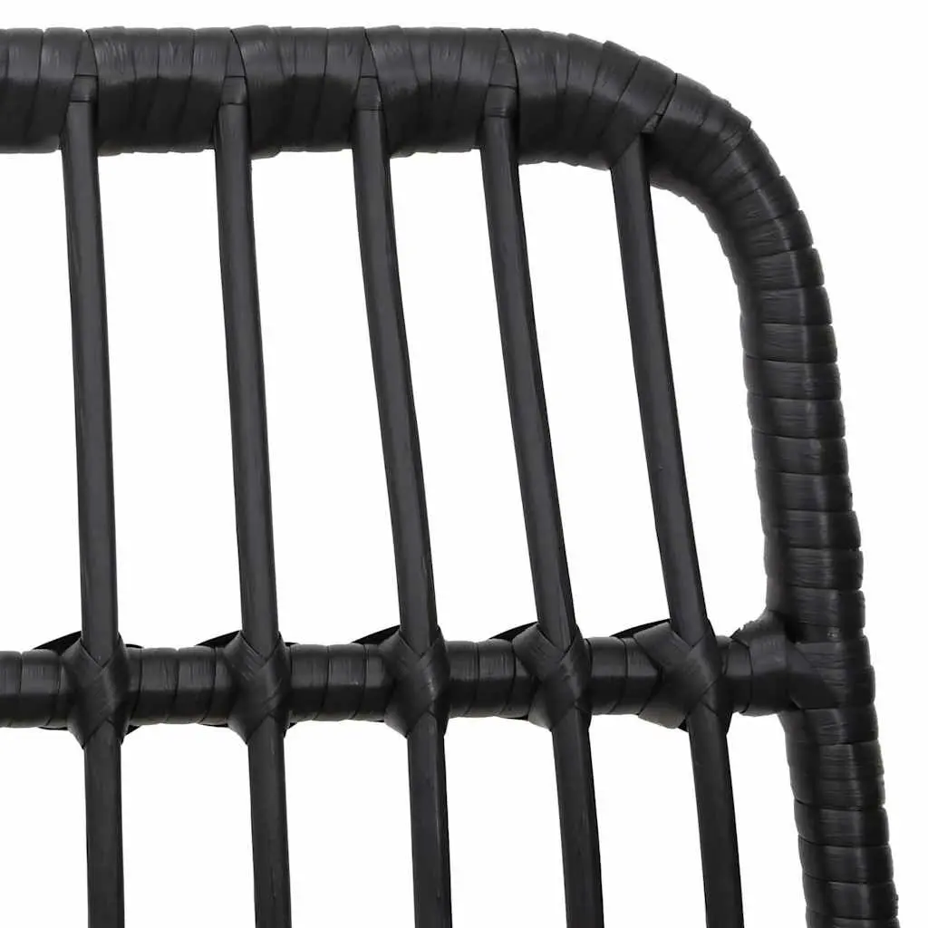 Outdoor Garden Chairs Black PE Rattan Steel Frame 2 Piece