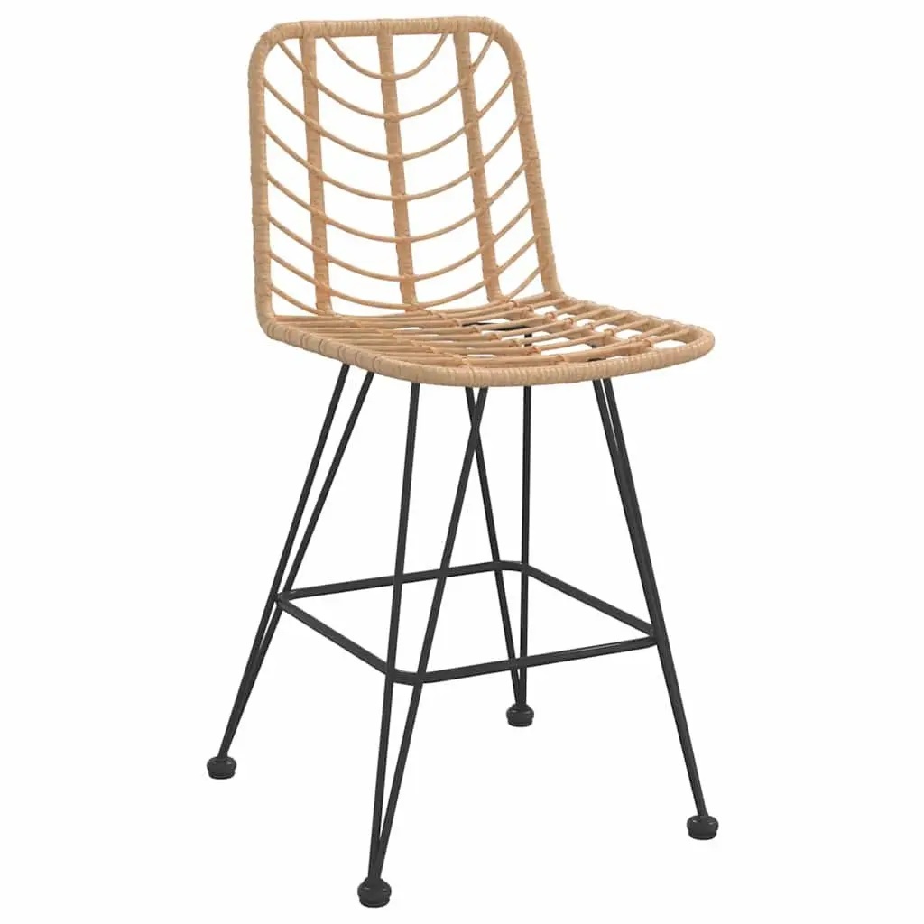 Outdoor Bar Stools 2pcs Garden Patio Seating Rattan Steel Frame Backrest