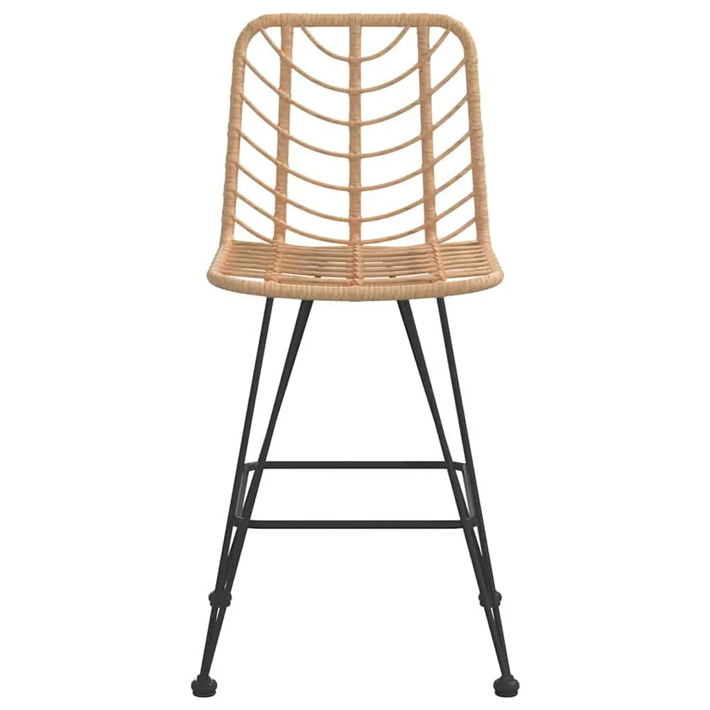 Outdoor Bar Stools 2pcs Garden Patio Seating Rattan Steel Frame Backrest
