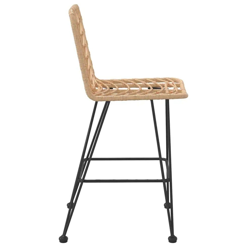 Outdoor Bar Stools 2pcs Garden Patio Seating Rattan Steel Frame Backrest
