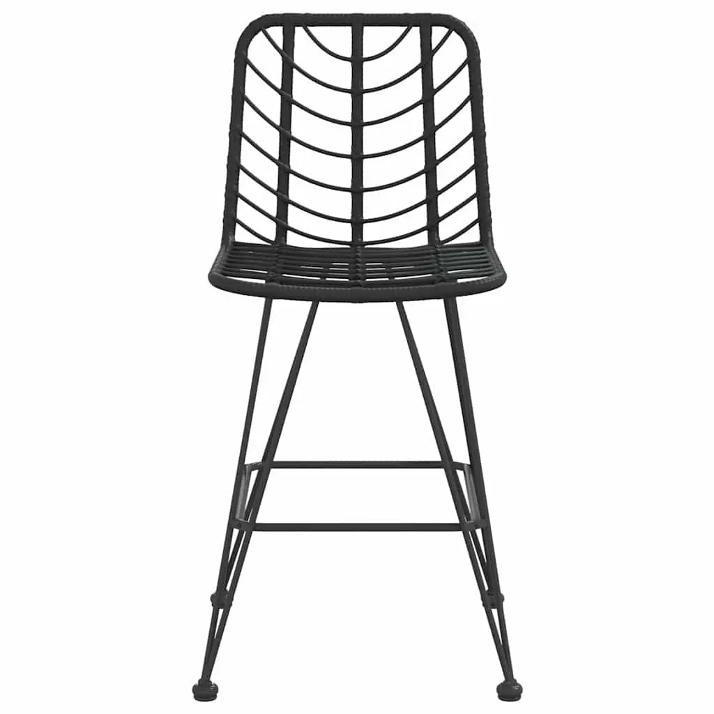 Outdoor Bar Stools Set 2 Piece Black High Chair with Backrest for Garden Patio