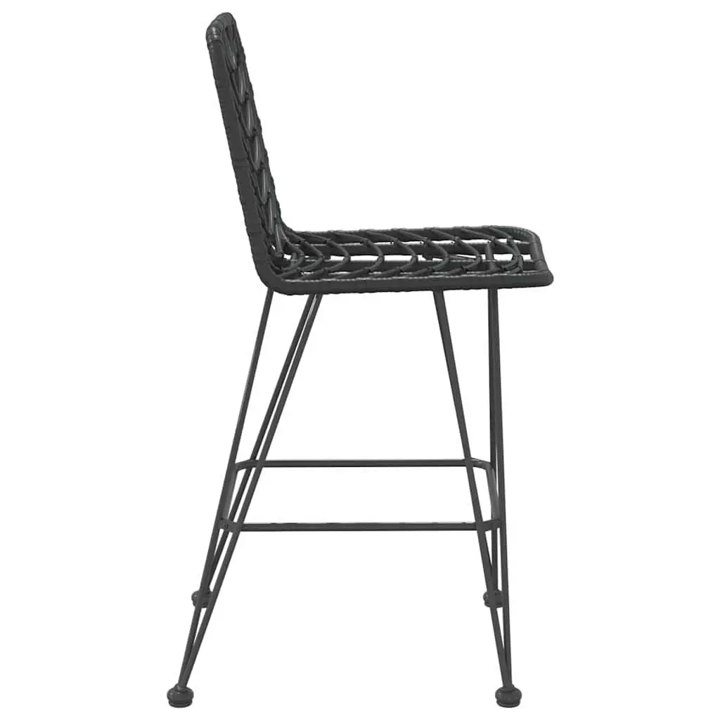 Outdoor Bar Stools Set 2 Piece Black High Chair with Backrest for Garden Patio