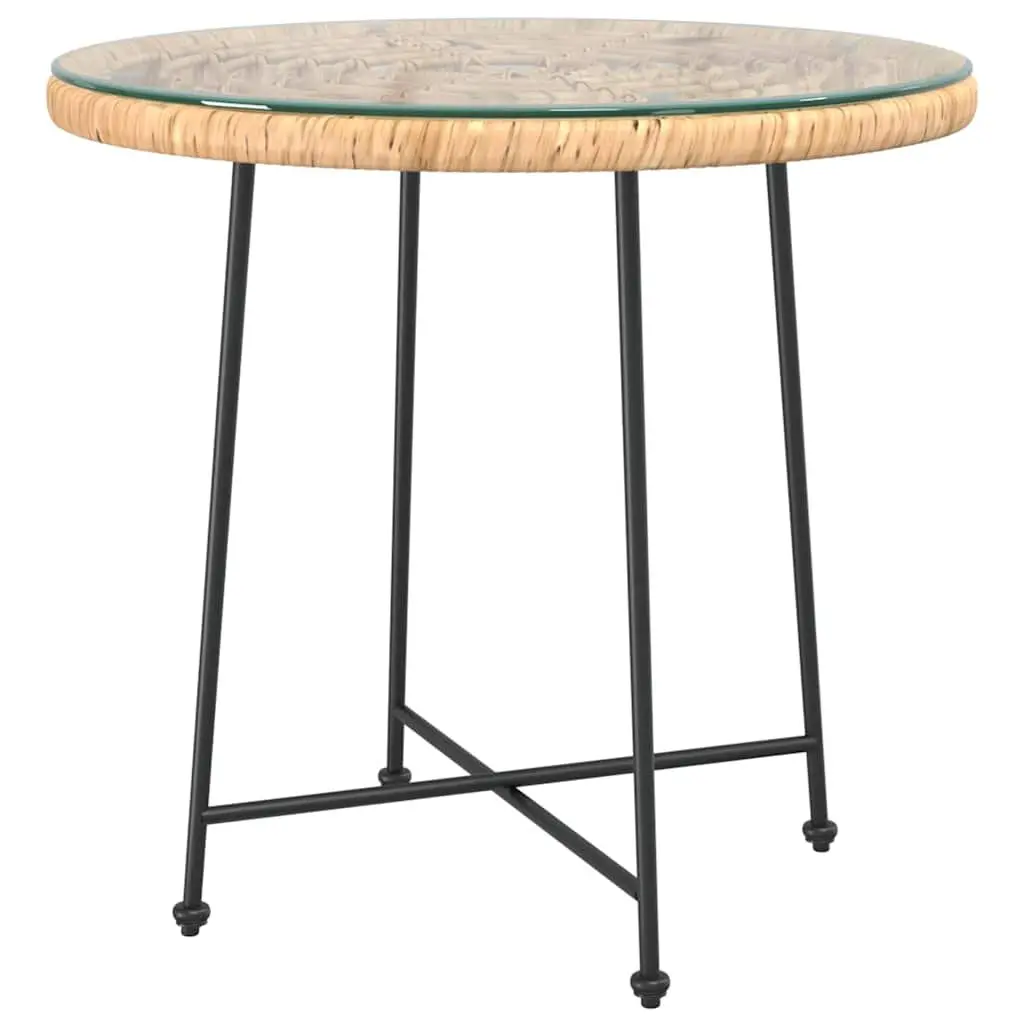 Round Dining Table Tempered Glass Steel Frame 80cm