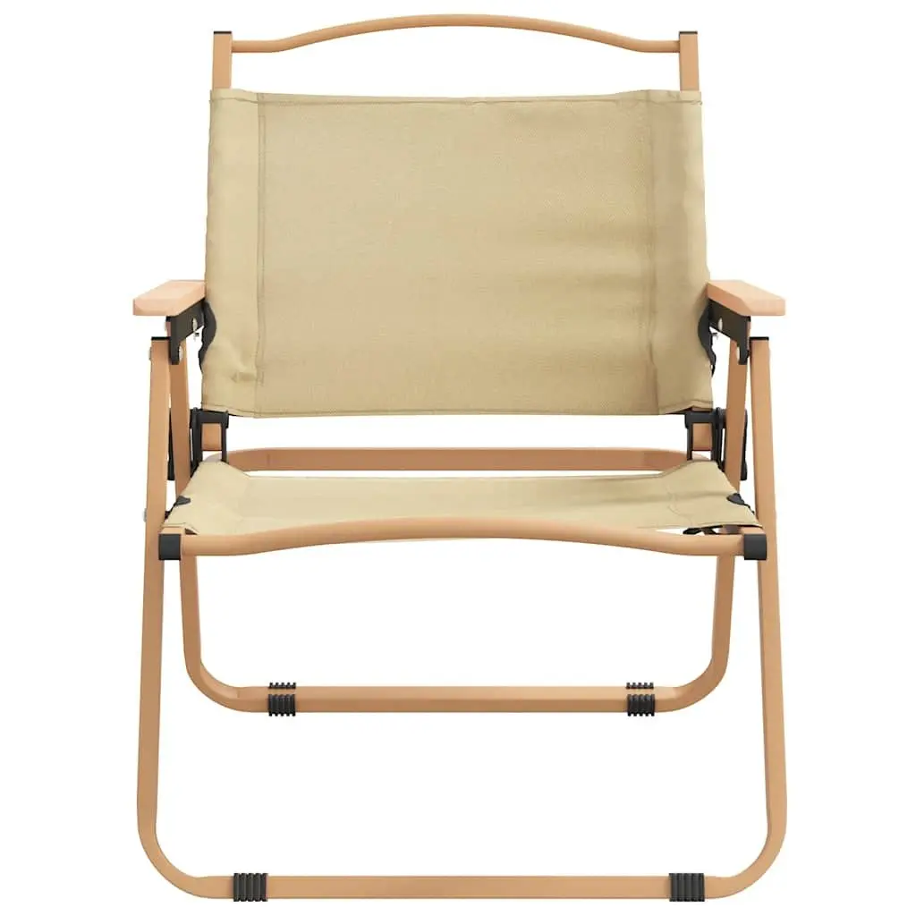 Camping Chair 2 pcs Outdoor Seating Folding Beach Picnic Garden Portable Beige