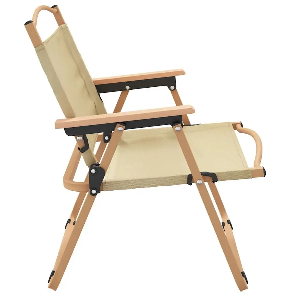 Camping Chair 2 pcs Outdoor Seating Folding Beach Picnic Garden Portable Beige