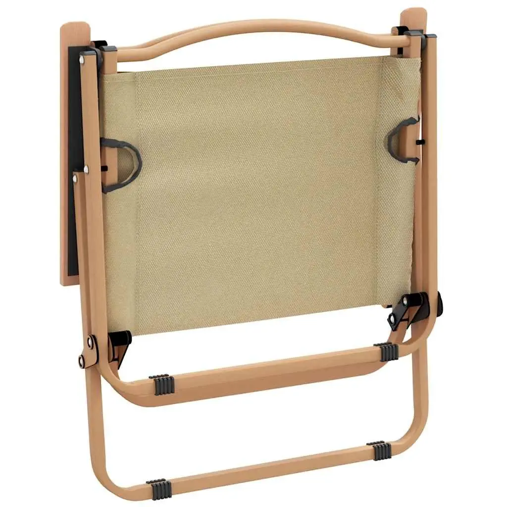 Camping Chair 2 pcs Outdoor Seating Folding Beach Picnic Garden Portable Beige