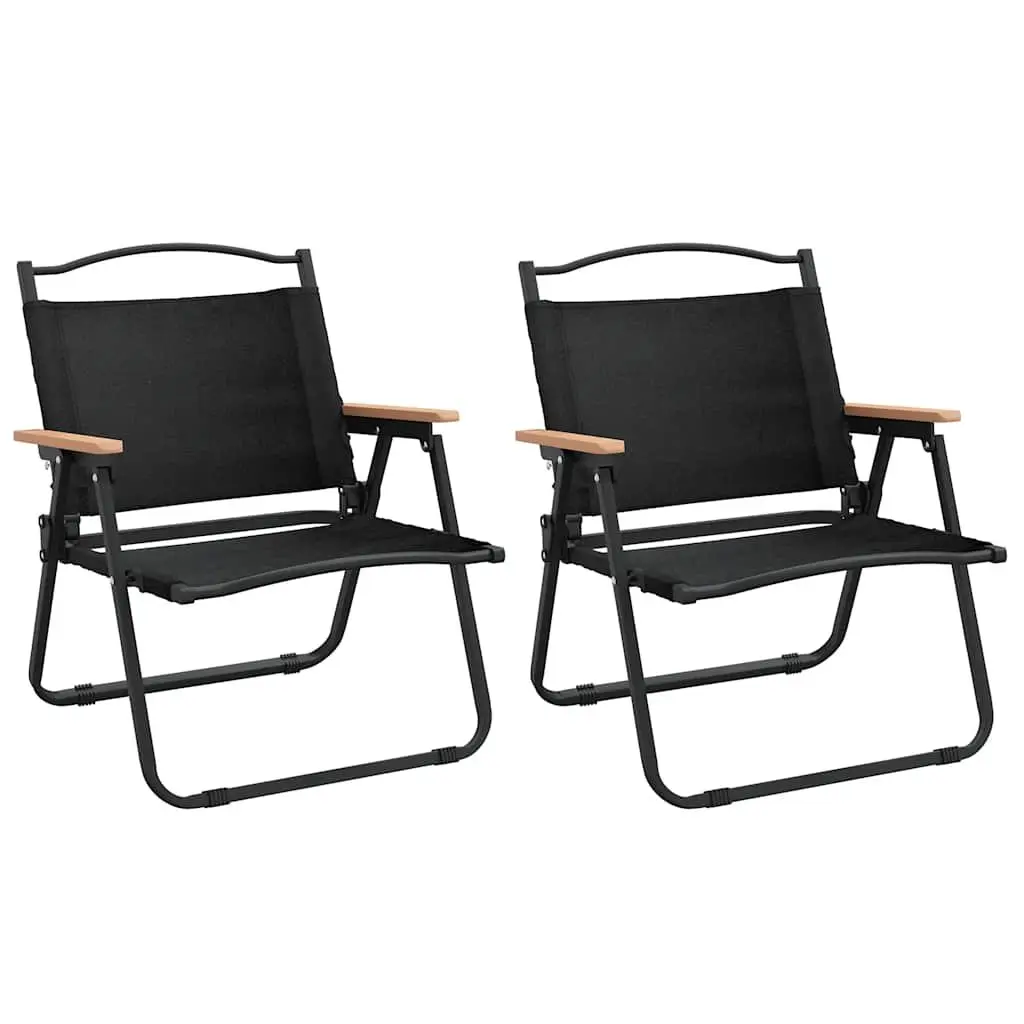 Camping Chairs Lightweight Portable Folding Black 2 Piece