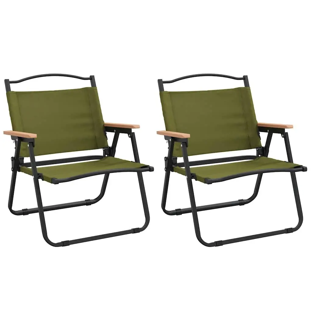 Camping Chairs Portable Folding 2 Piece Green