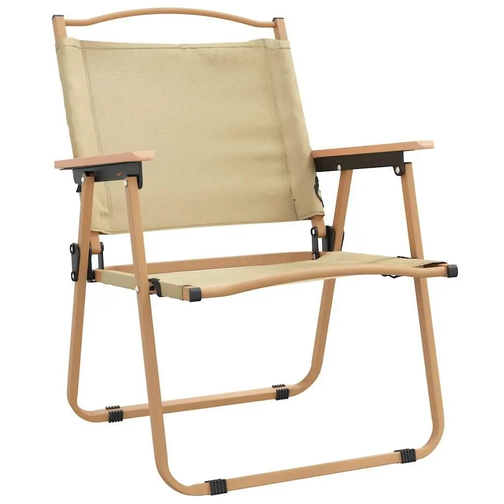 Camping Chairs Portable Folding 2 Piece Beige