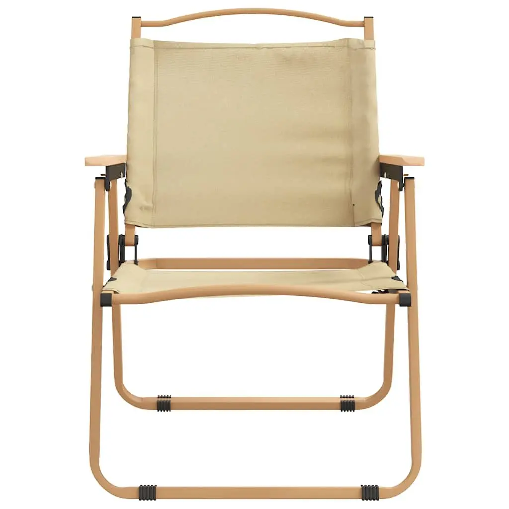 Camping Chairs Portable Folding 2 Piece Beige