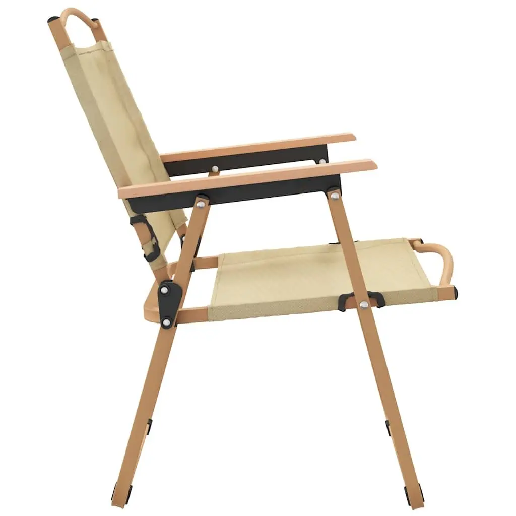 Camping Chairs Portable Folding 2 Piece Beige
