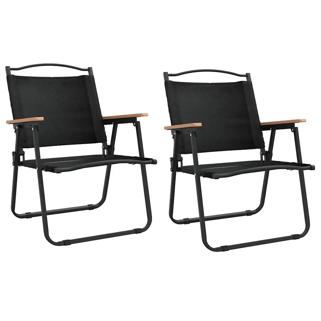 Folding Portable Black Camping Chairs Lightweight Portable Seating 2 Piece
