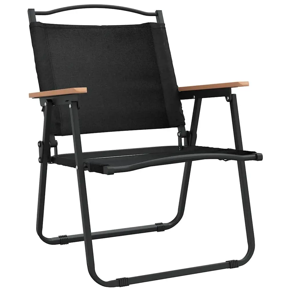 Folding Portable Black Camping Chairs Lightweight Portable Seating 2 Piece