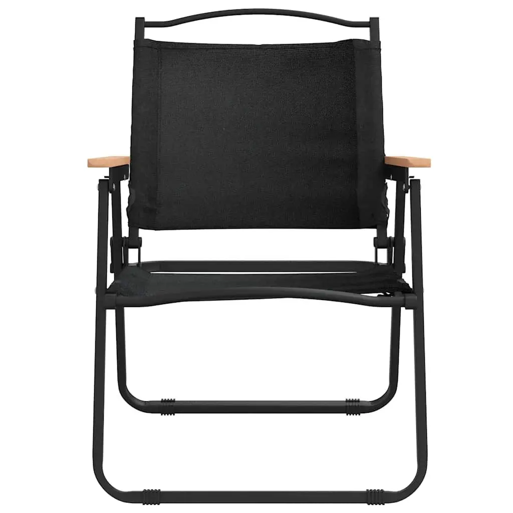 Folding Portable Black Camping Chairs Lightweight Portable Seating 2 Piece
