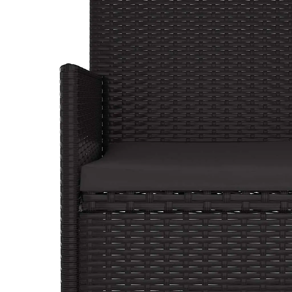 2-Seater Outdoor Garden Bench with Cushions Armrest Backrest Black Poly Rattan