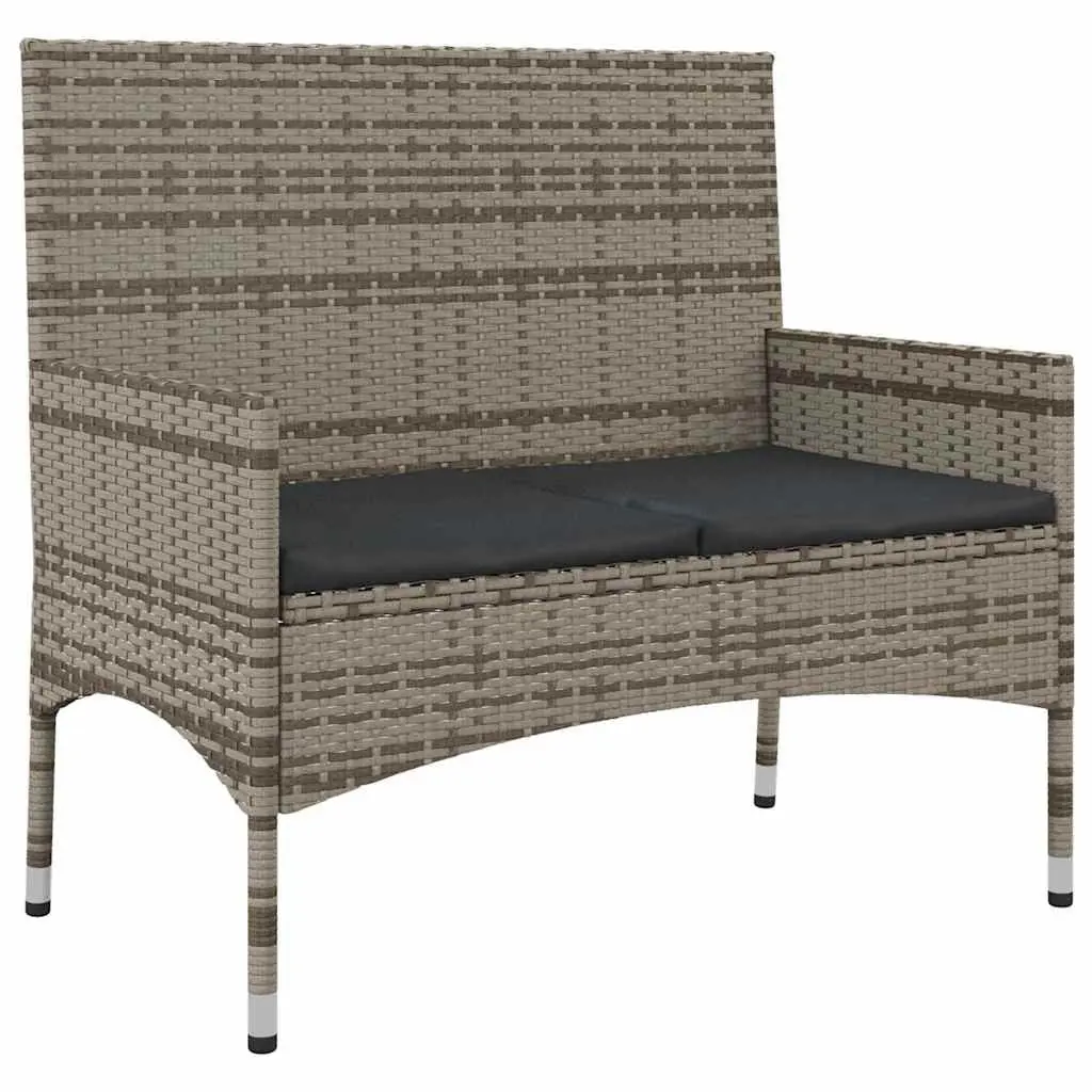 Garden Lounge Set Grey Poly Rattan 4 Piece Outdoor Furniture with Cushions