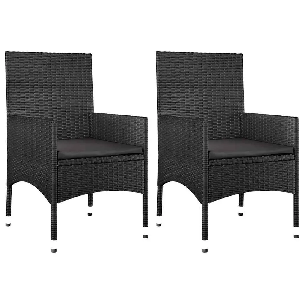 Garden Lounge Set Poly Rattan Black 4 Piece with Cushions