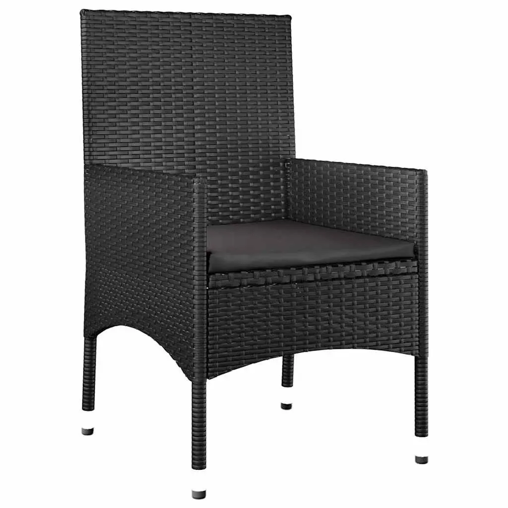 Garden Lounge Set Poly Rattan Black 4 Piece with Cushions