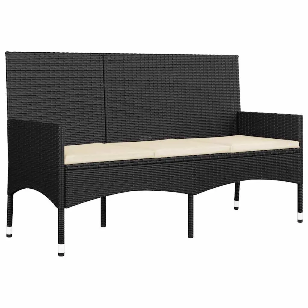 4 Piece Garden Lounge Set Outdoor Furniture with Cushions Black Poly Rattan