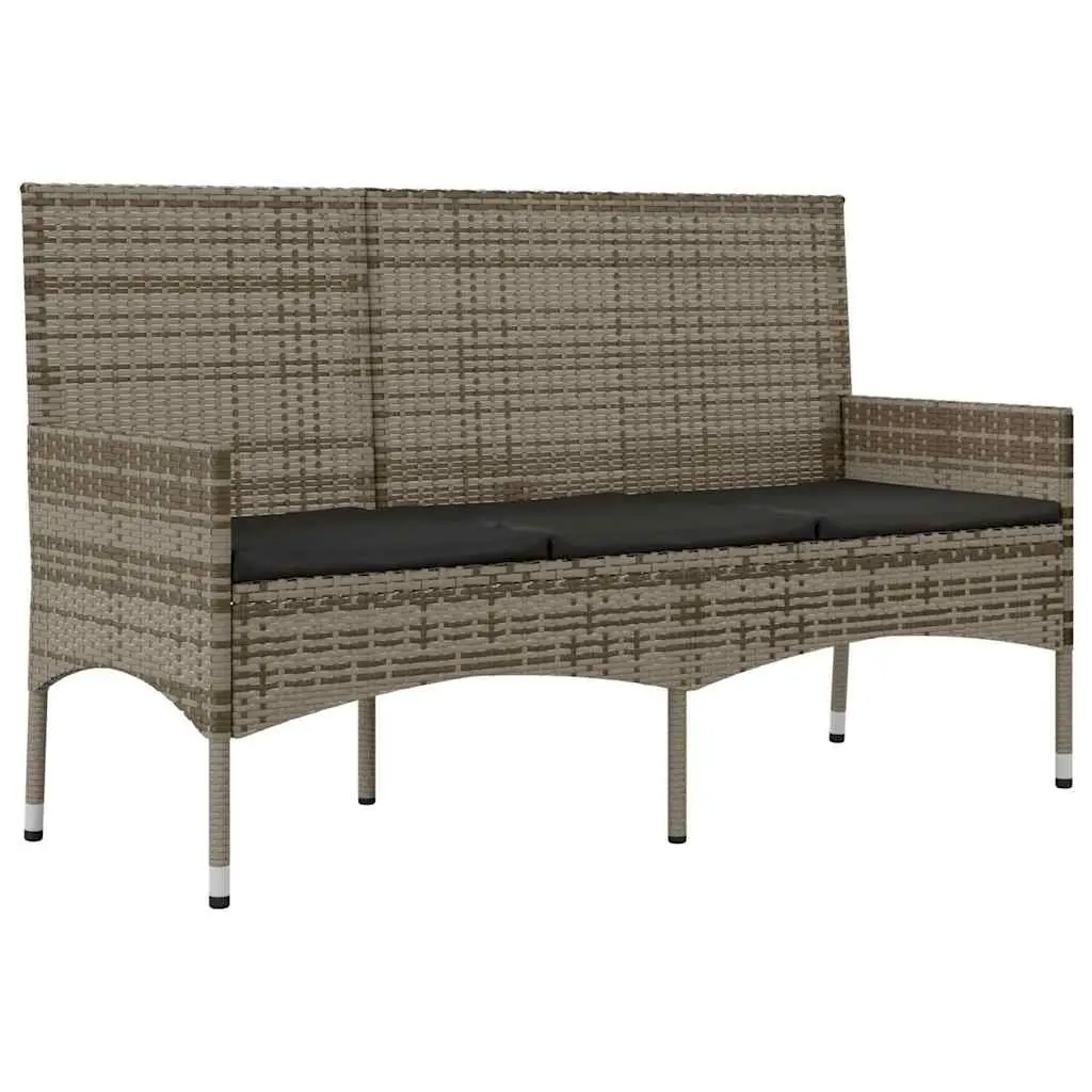 Garden Lounge Set Grey Poly Rattan 4 Piece Outdoor Furniture with Cushions