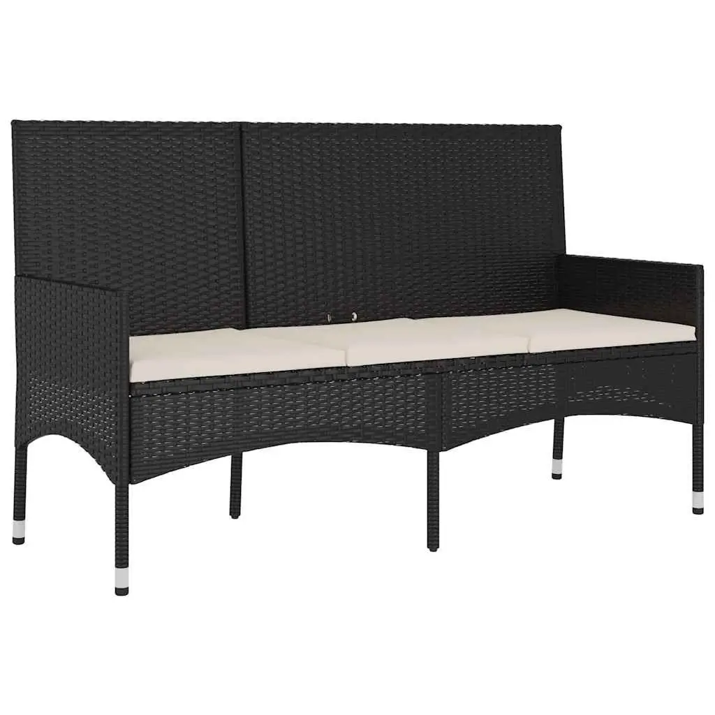 Garden Lounge Set Black Poly Rattan with Cushions 4 Piece