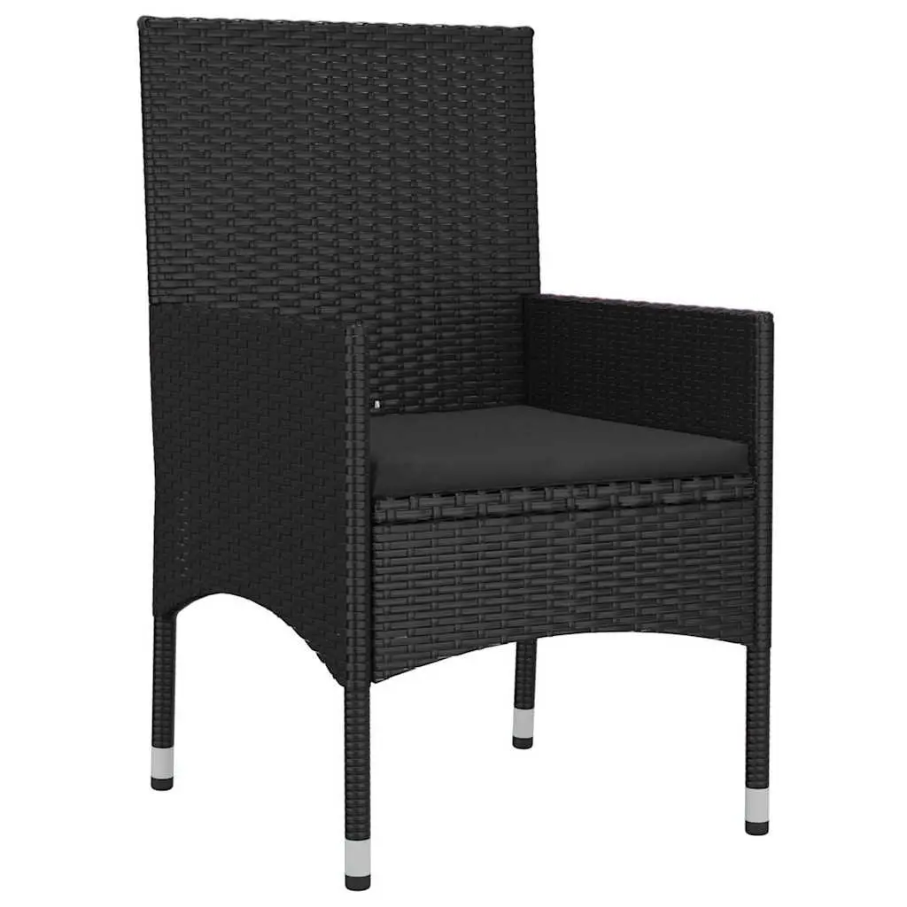 Black Poly Rattan 4 Piece Garden Lounge Set with Cushions Outdoor Furniture