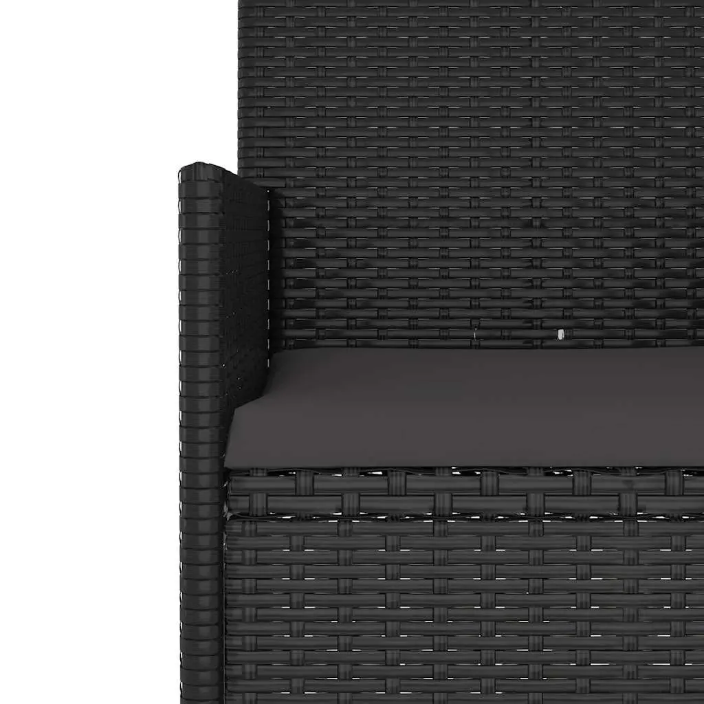Black Poly Rattan 4 Piece Garden Lounge Set with Cushions Outdoor Furniture