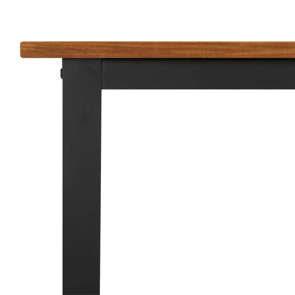 Outdoor Dining Table Solid Acacia Wood Brown 160x80x75cm U-Shaped Metal Legs