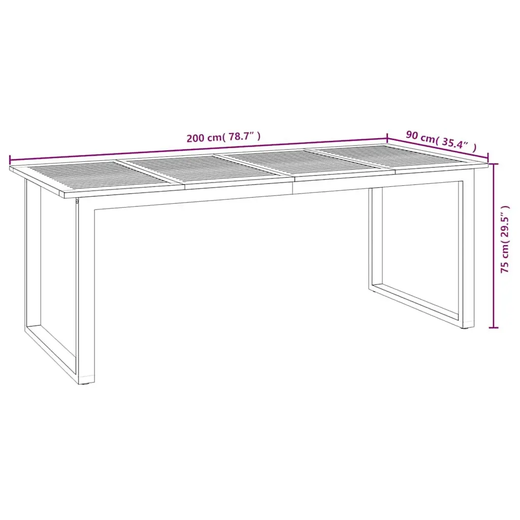 Outdoor Dining Table in Brown Acacia Wood