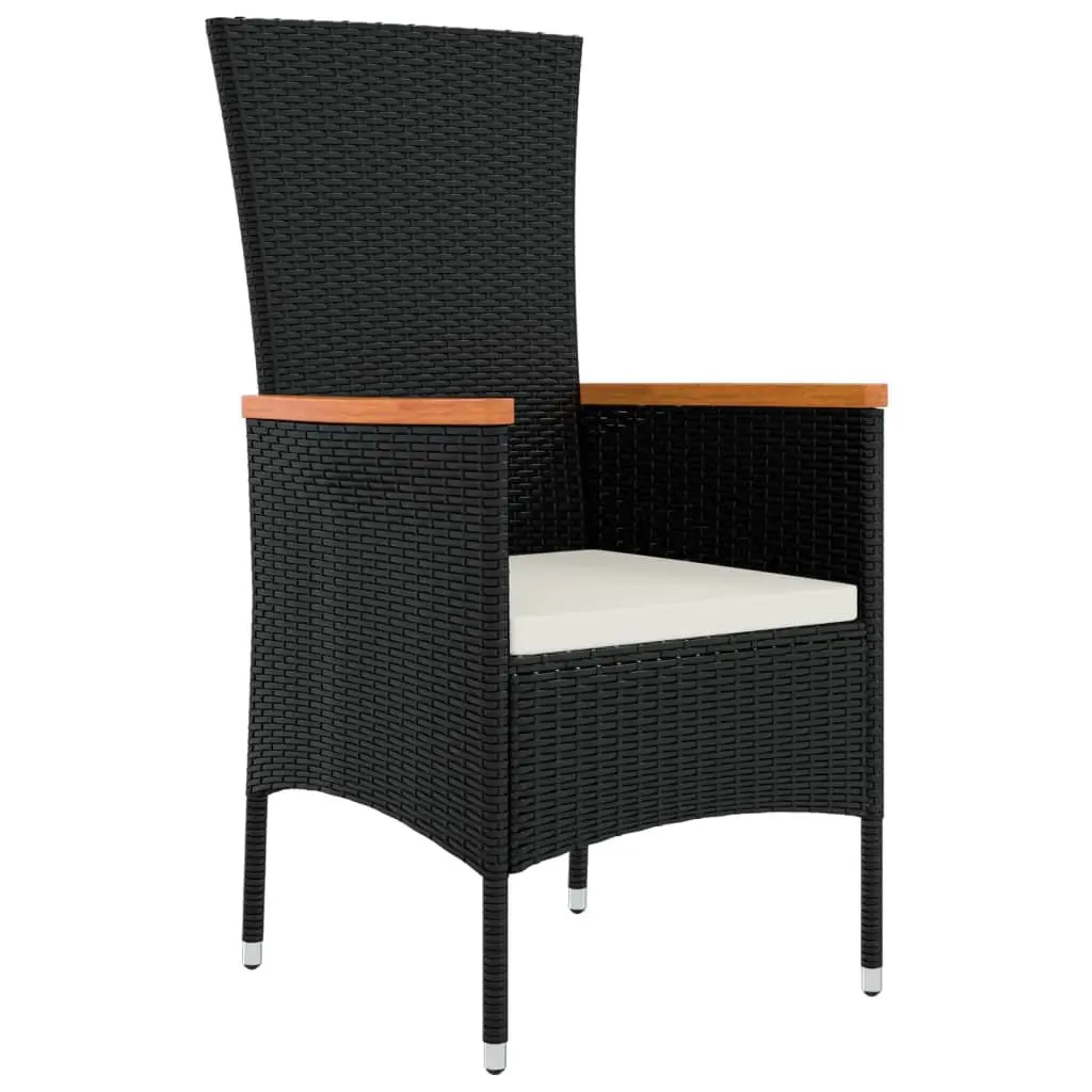 Outdoor Garden Chairs Set Cushioned PE Rattan Black