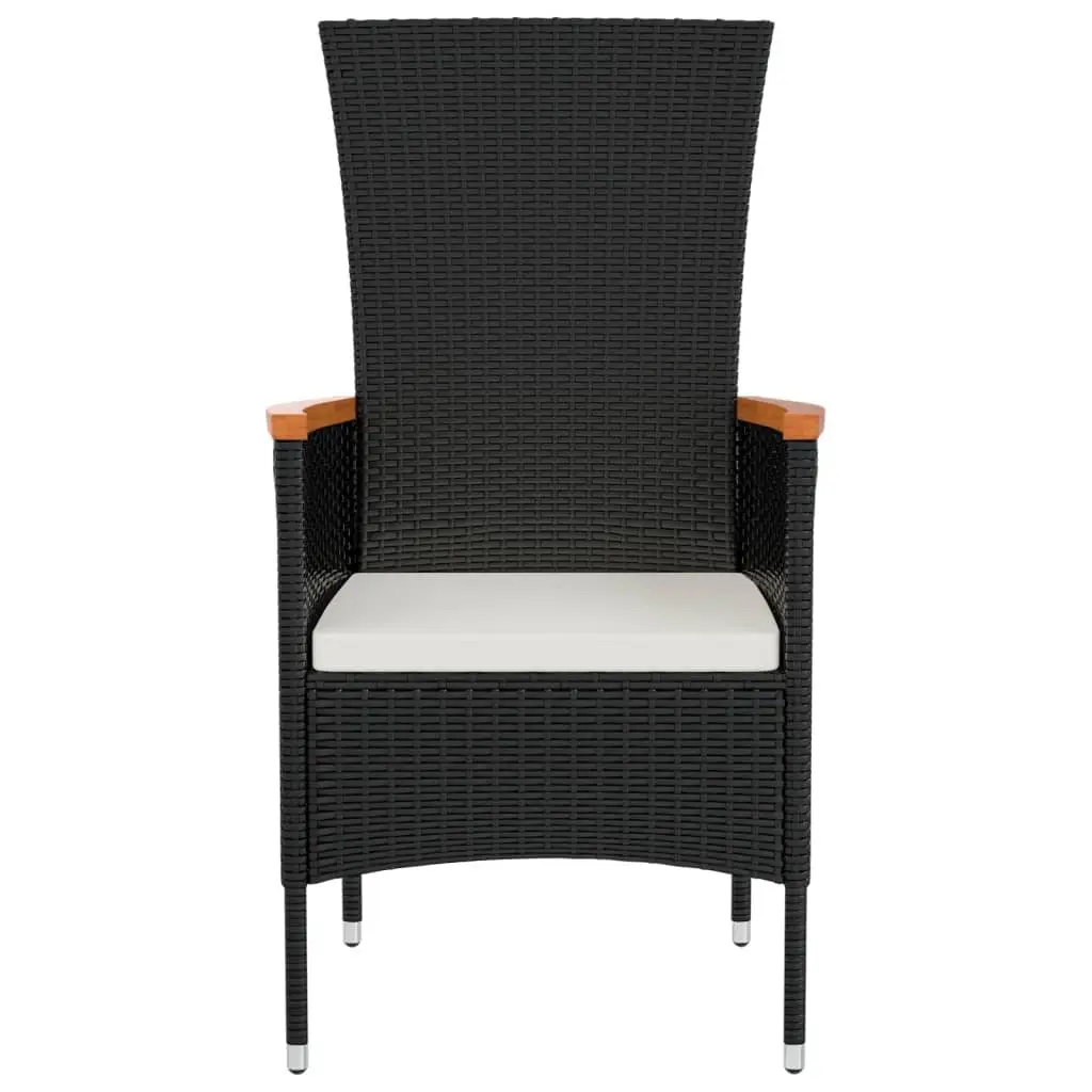 Outdoor Garden Chairs Set Cushioned PE Rattan Black