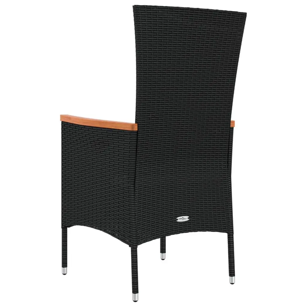 Outdoor Garden Chairs Set Cushioned PE Rattan Black