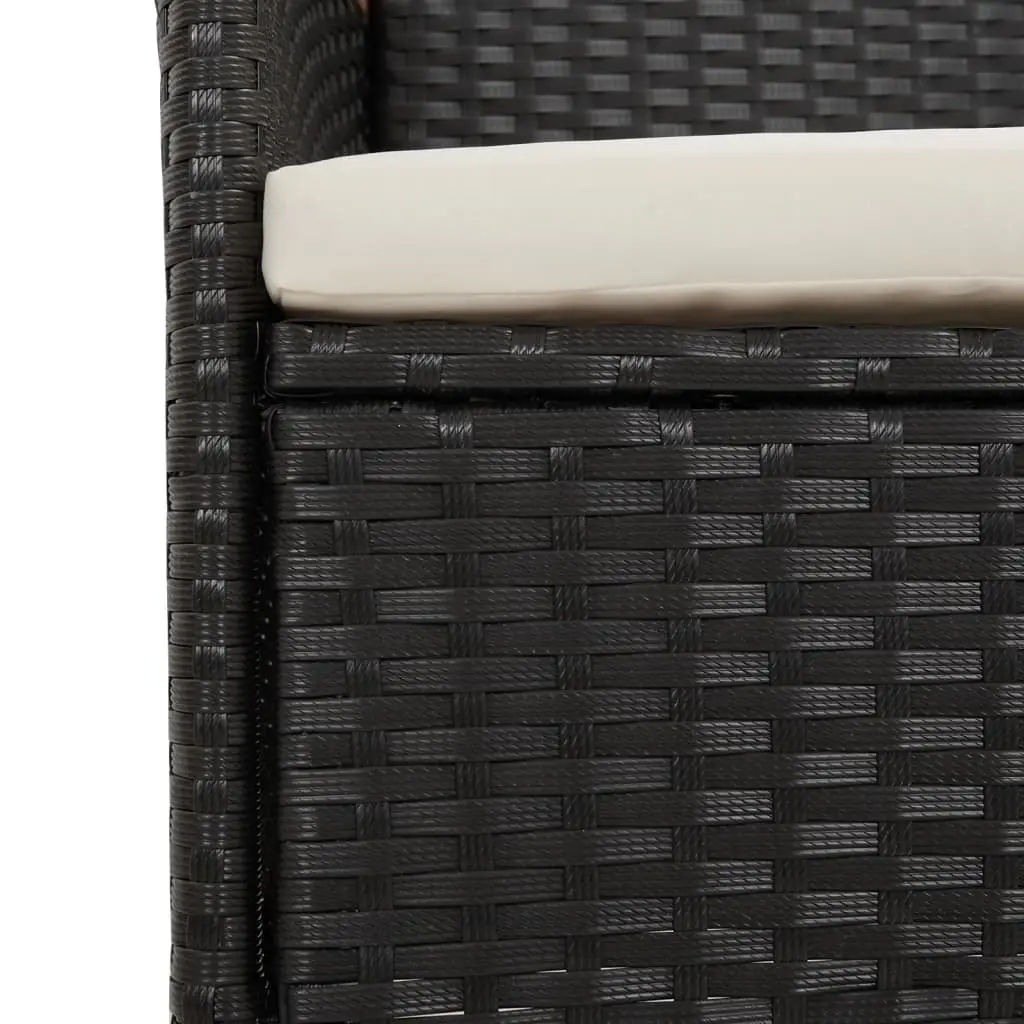 Outdoor Garden Chairs Set Cushioned PE Rattan Black