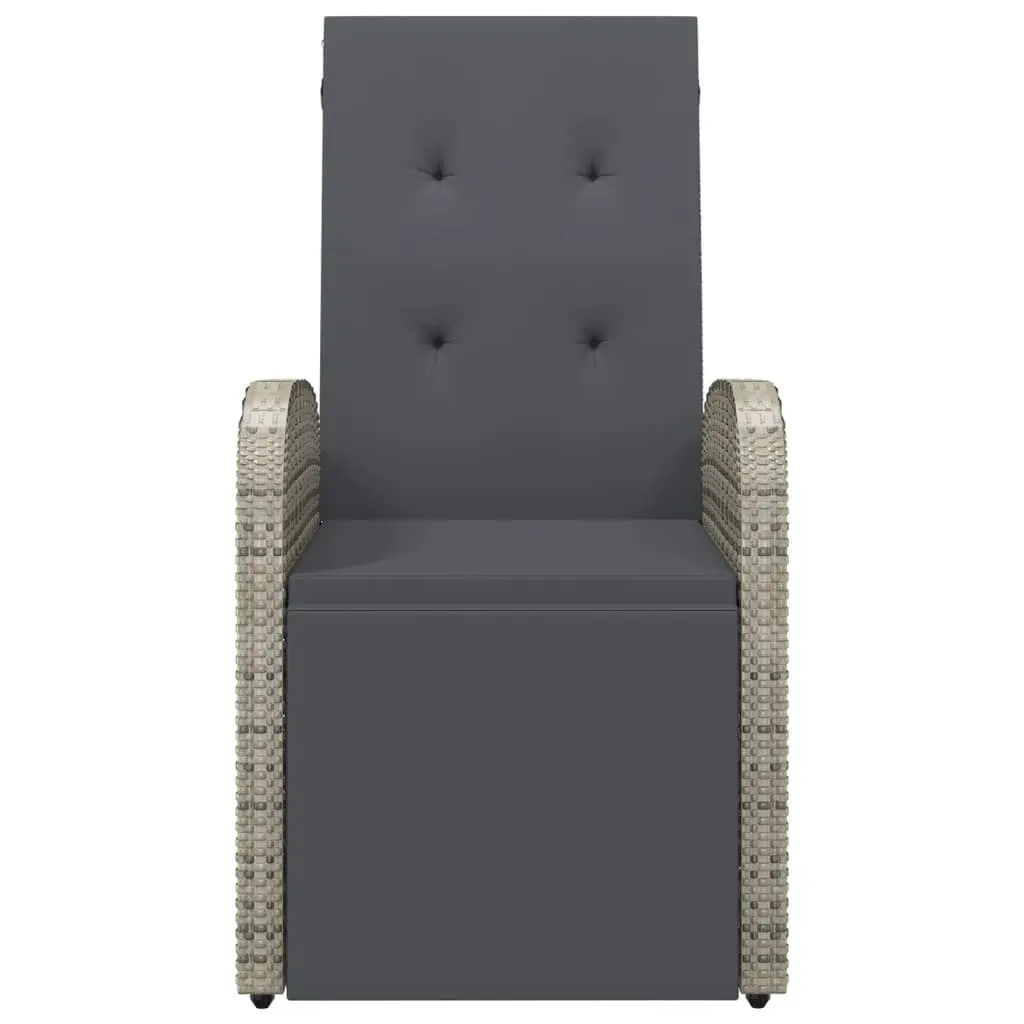 Reclining Garden Chairs 2 pcs Grey Outdoor Seating with Cushions Adjustable