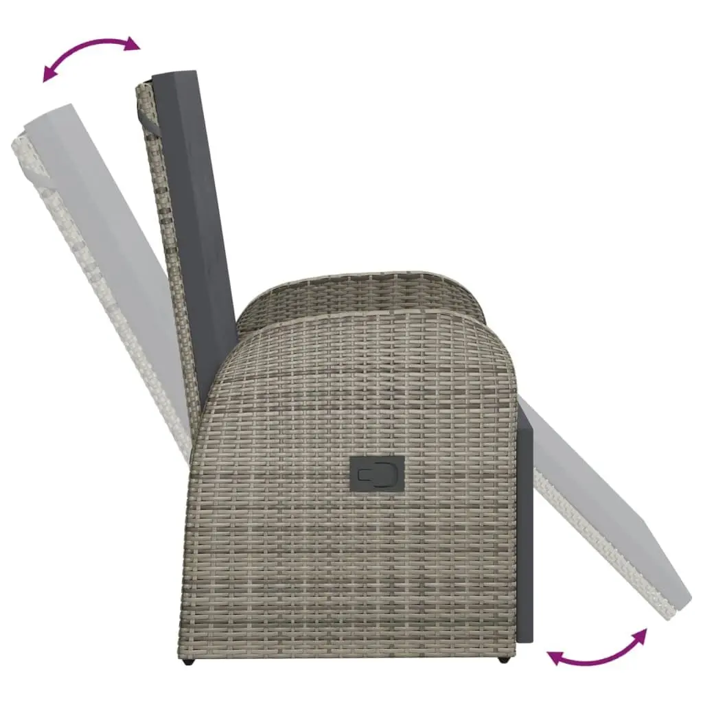Reclining Garden Chairs 2 pcs Grey Outdoor Seating with Cushions Adjustable