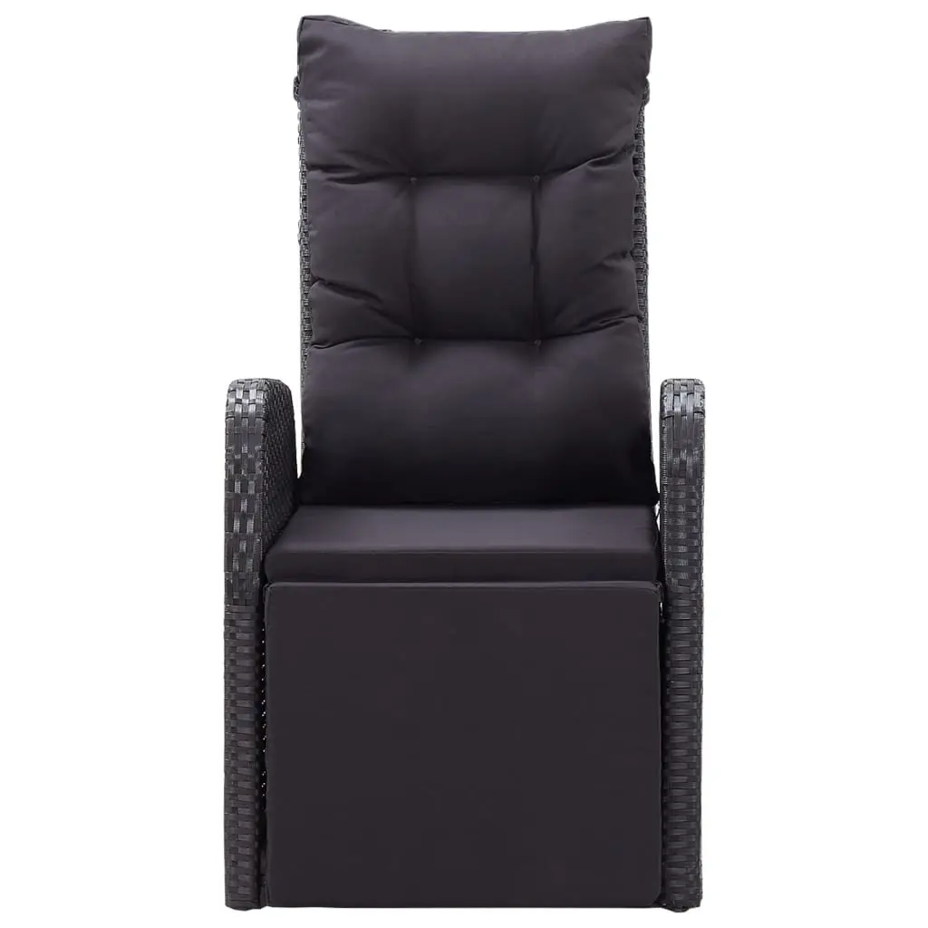 Reclining Garden Chairs Black Outdoor Seating 2 pcs Poly Rattan with Cushions