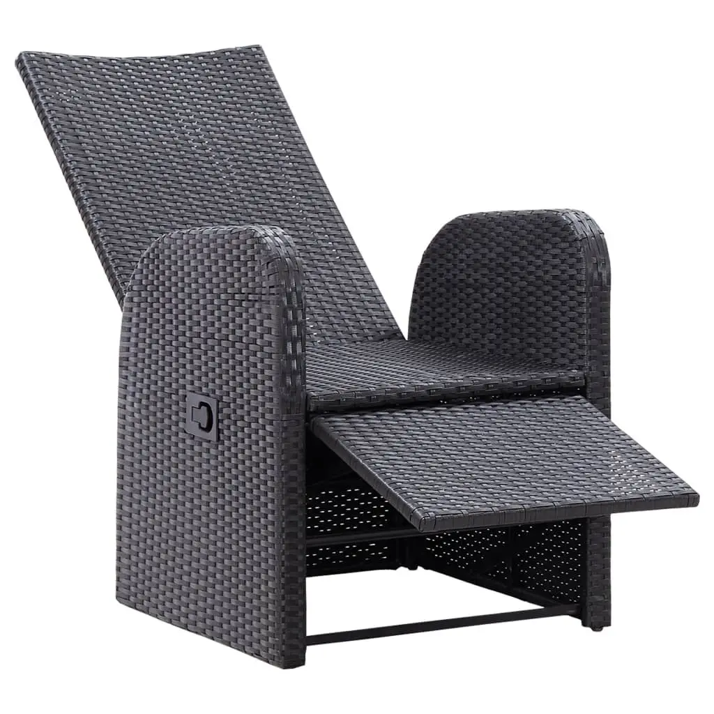 Reclining Garden Chairs Black Outdoor Seating 2 pcs Poly Rattan with Cushions