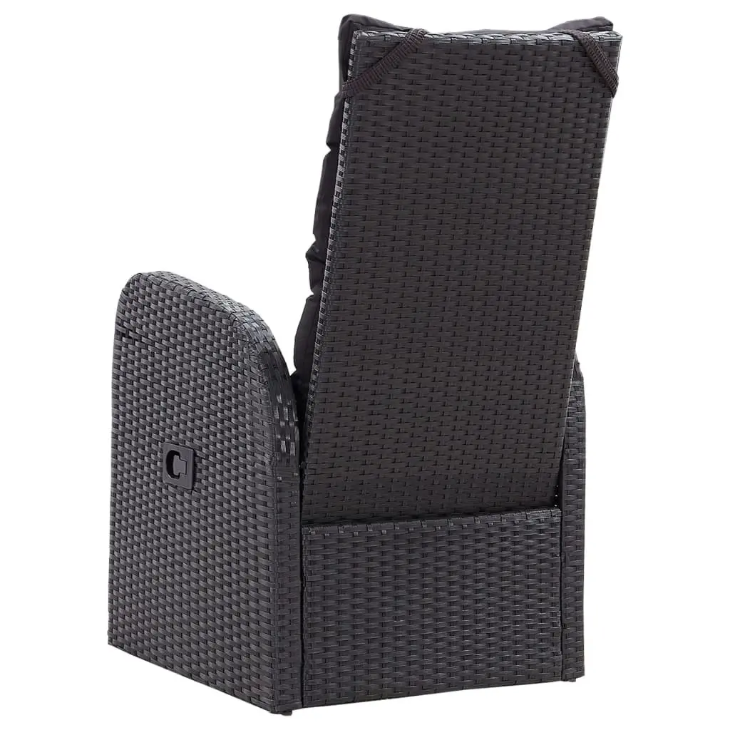Reclining Garden Chairs Black Outdoor Seating 2 pcs Poly Rattan with Cushions