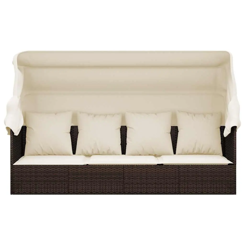 Outdoor Lounge Bed with Roof and Cushions