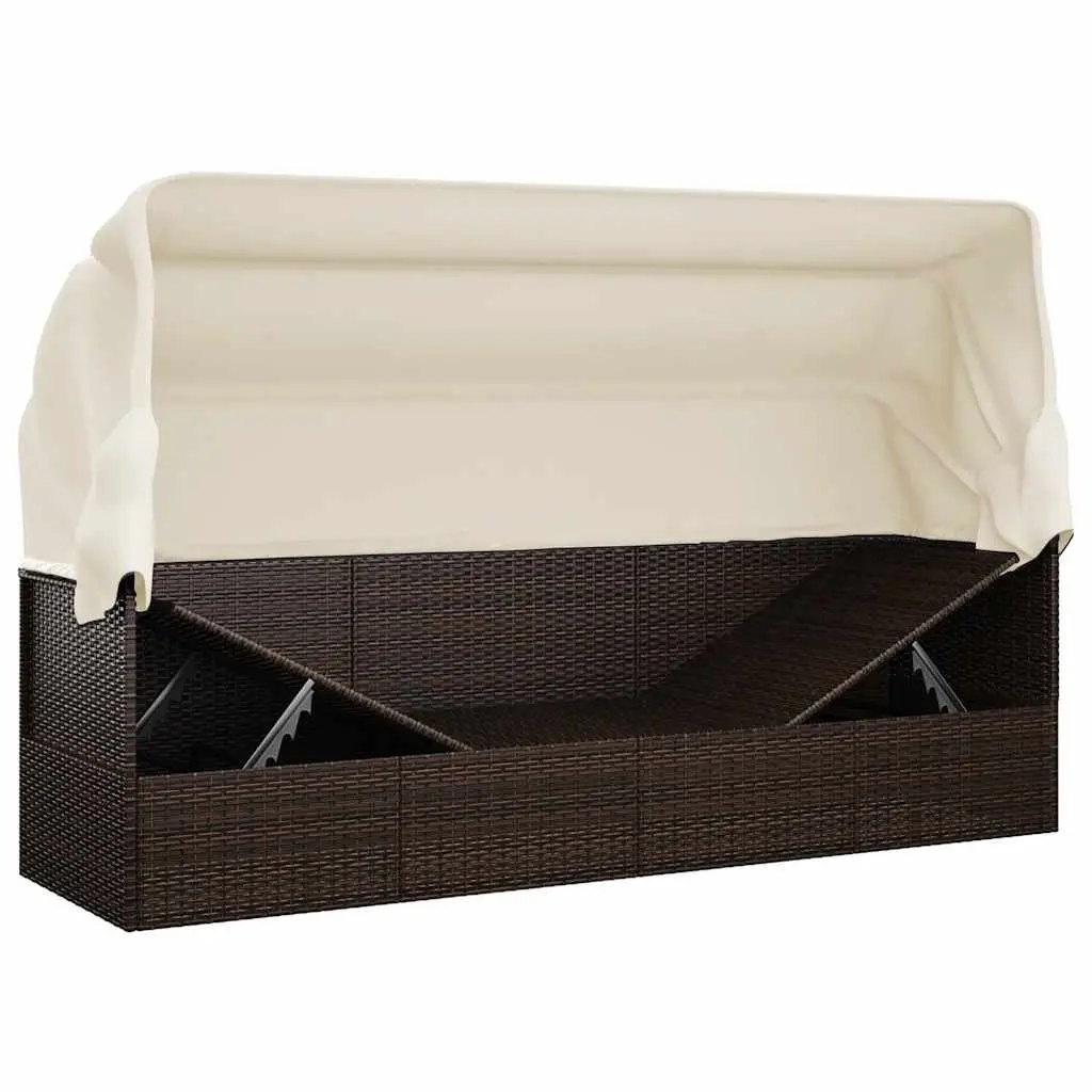 Outdoor Lounge Bed with Roof and Cushions