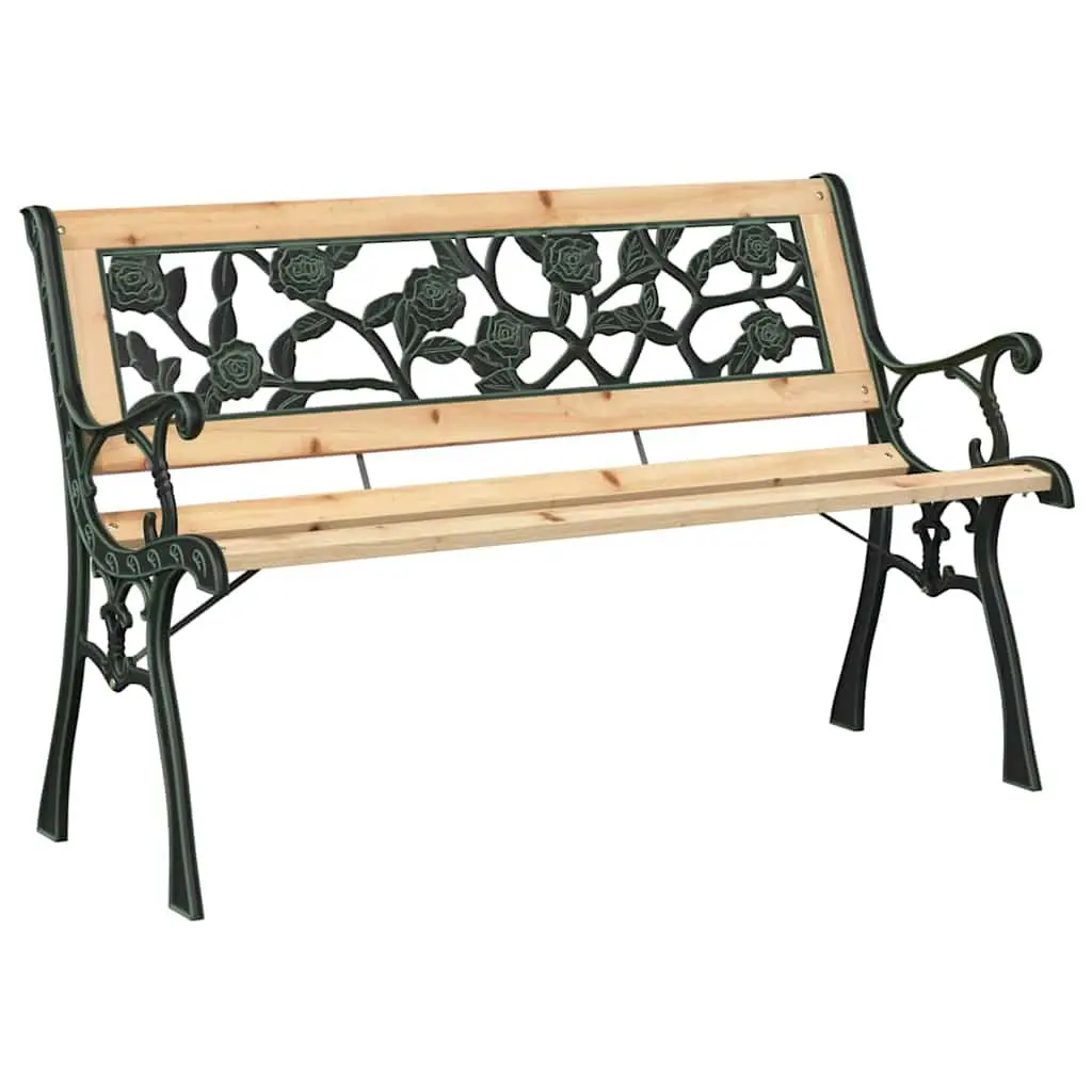 Garden Bench Brown Wooden Outdoor Seating with Cushion 116 x 54 x 73 cm