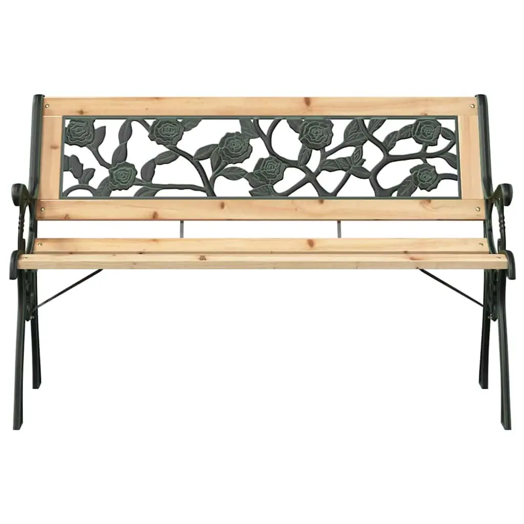 Garden Bench Brown Wooden Outdoor Seating with Cushion 116 x 54 x 73 cm